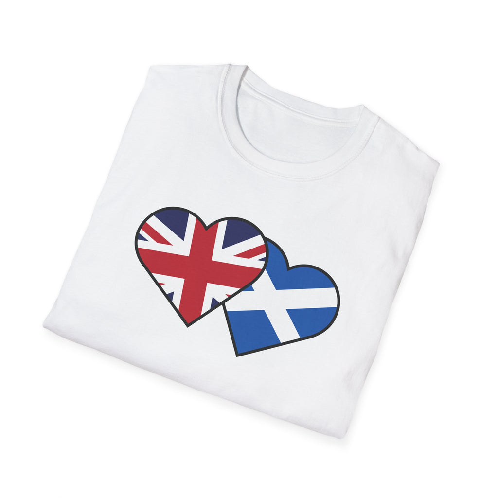 Union Jack & Scottish Flag Heart T-Shirt — British Patriotic Tee