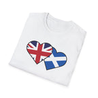 Union Jack & Scottish Flag Heart T-Shirt — British Patriotic Tee