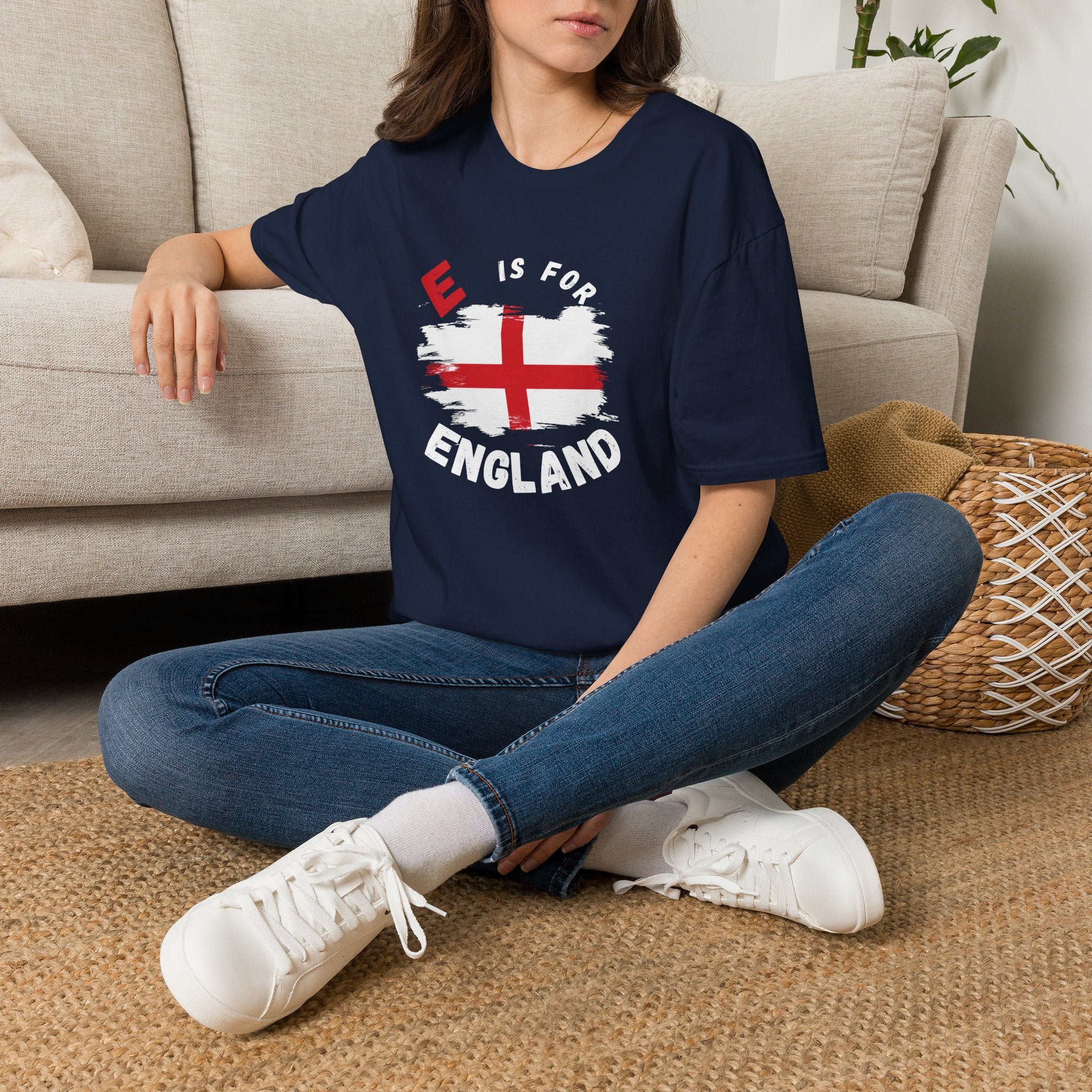 E is for England T-Shirt — English Flag Patriotic Tee