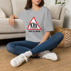 Men at Work Triangle Sign T-Shirt — Funny Beer Drinking Crew Tee - Our Colours