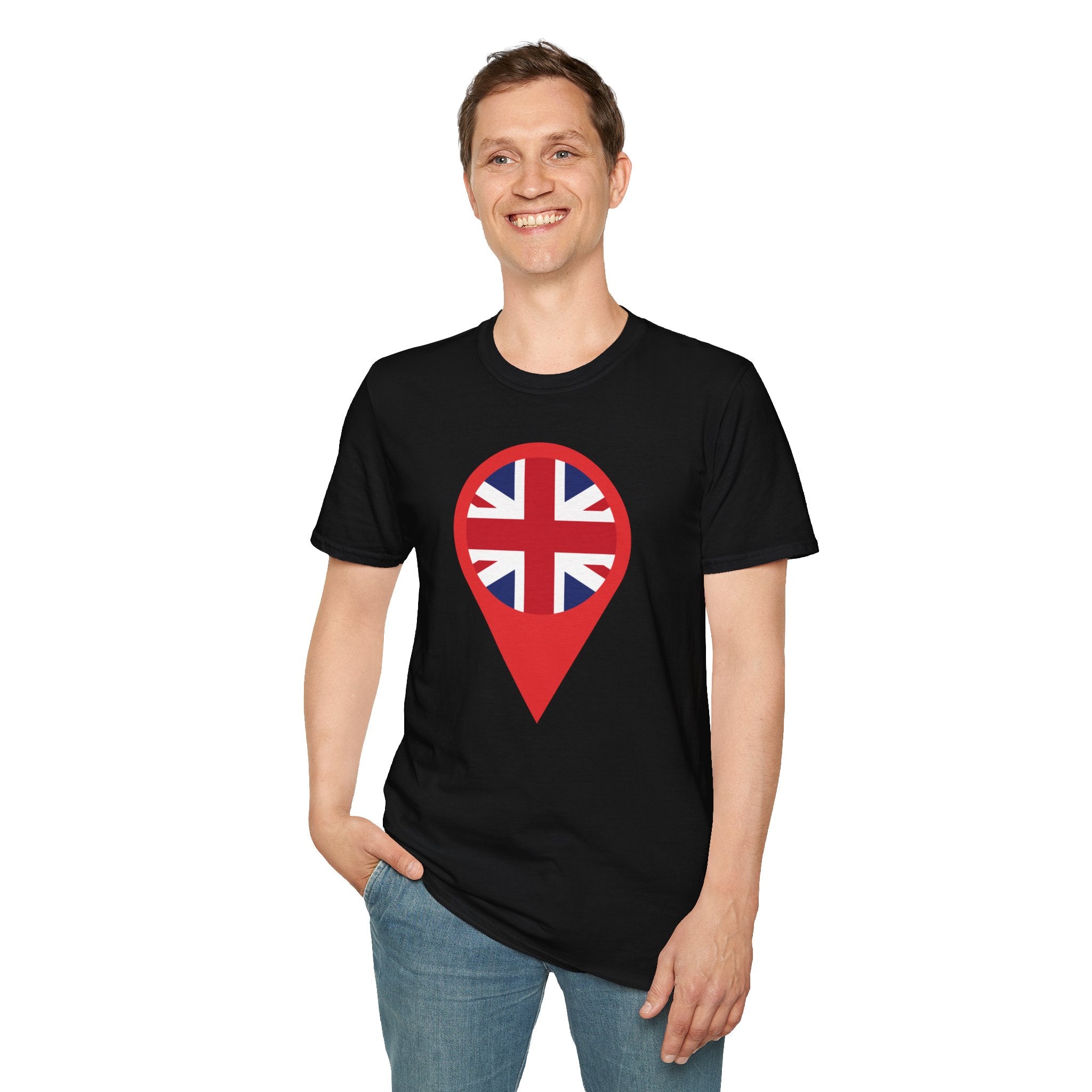 Union Jack Map Pin T-Shirt — British Patriotic Tee