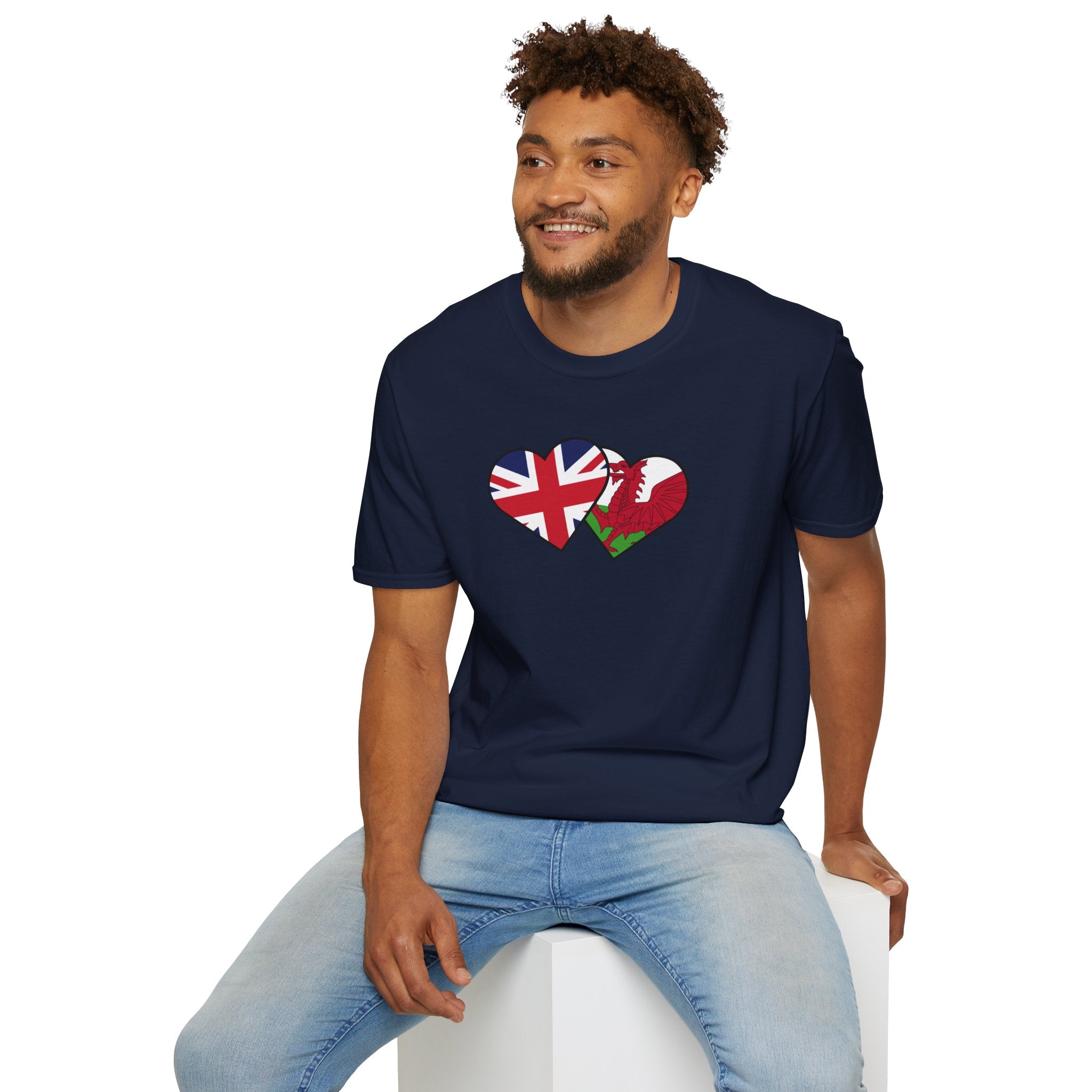 Union Jack & Welsh Flag Heart T-Shirt — British Patriotic Tee