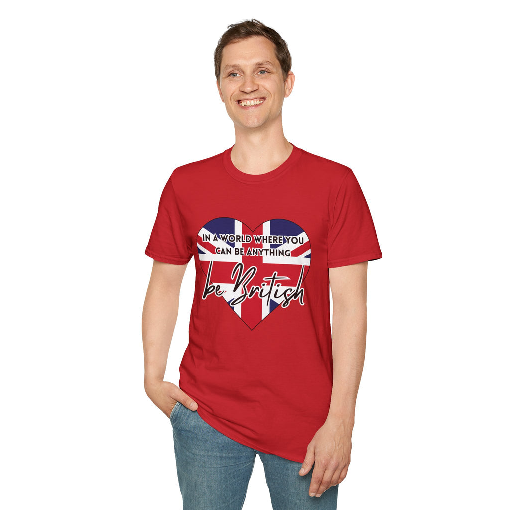 T-Shirt — "In a World Where You Can Be Anything, Be British" Union Jack Heart Tee