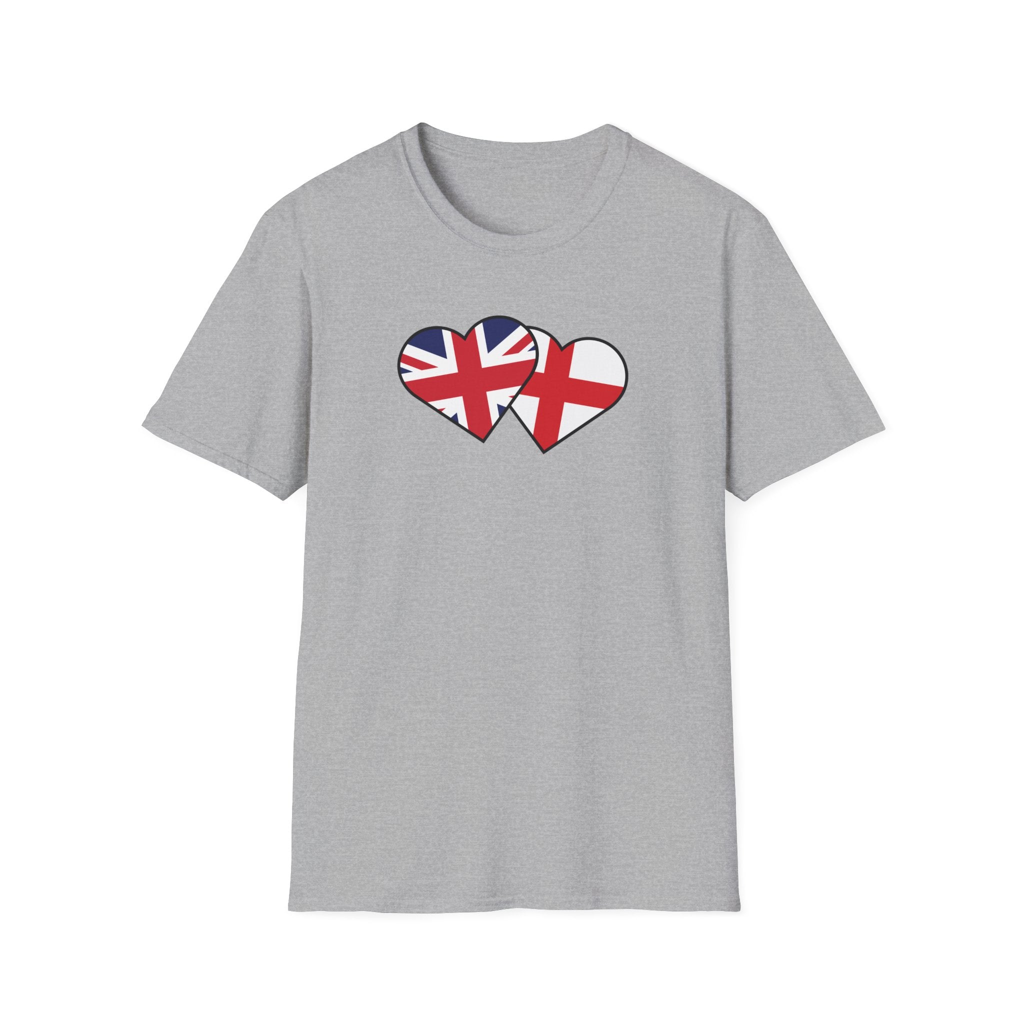 Union Jack & England Heart Flag T-Shirt — British Patriotic Tee