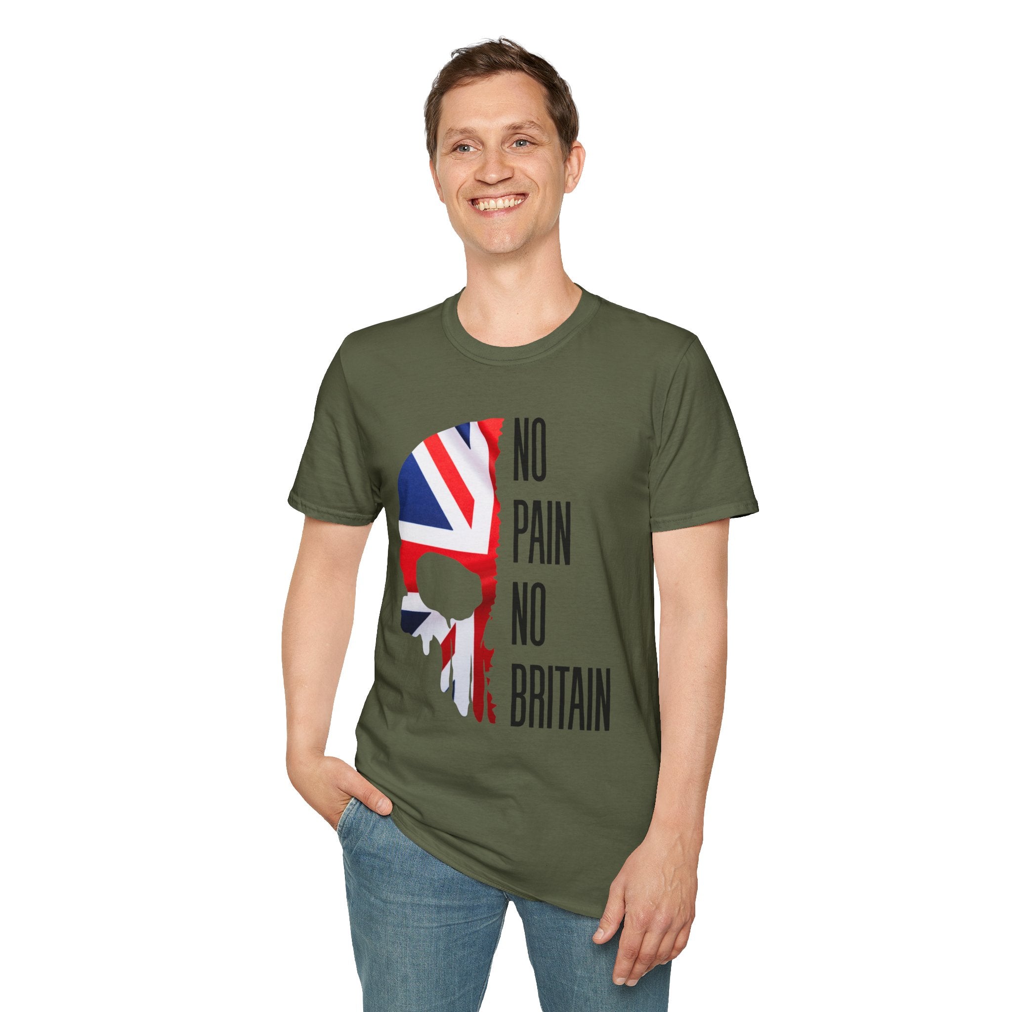 T-Shirt — "No Pain No Britain" Union Jack Skull Graphic Tee