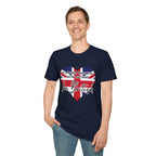 T-Shirt — "In a World Where You Can Be Anything, Be British" Union Jack Heart Tee