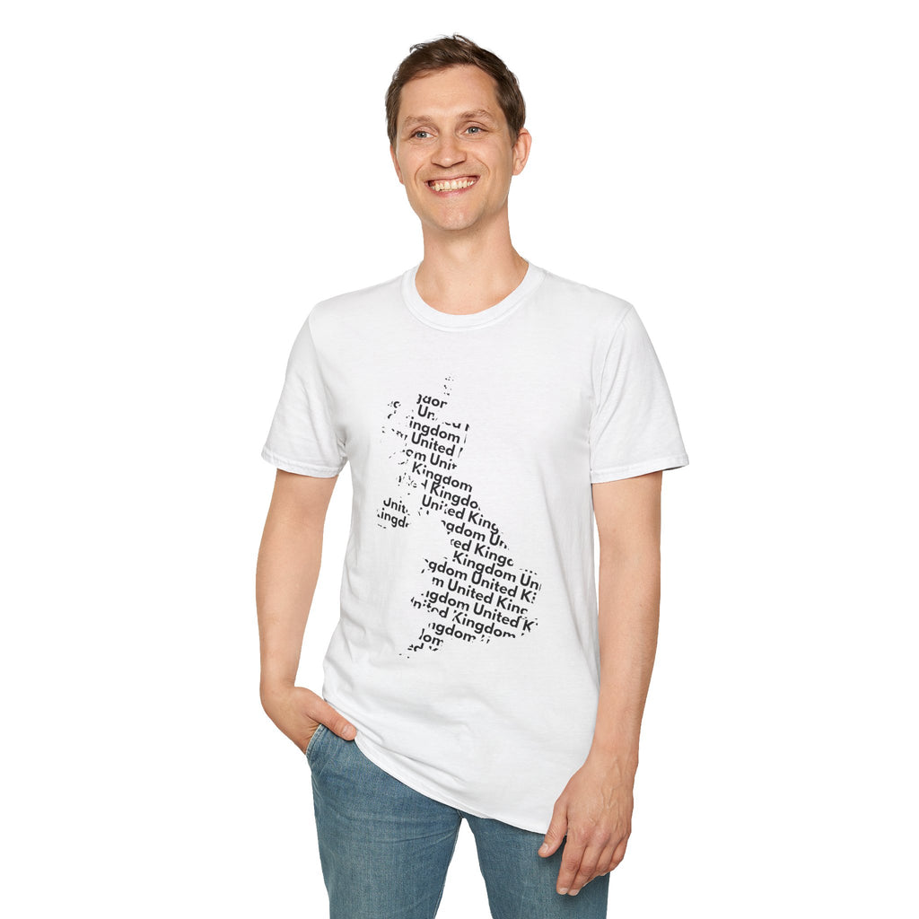United Kingdom Typography T-Shirt — Minimal British Map Text Design
