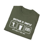 Britain Is Simple — British Humour T-Shirt  T-Shirt (Football, Pint & Union Jack Design)