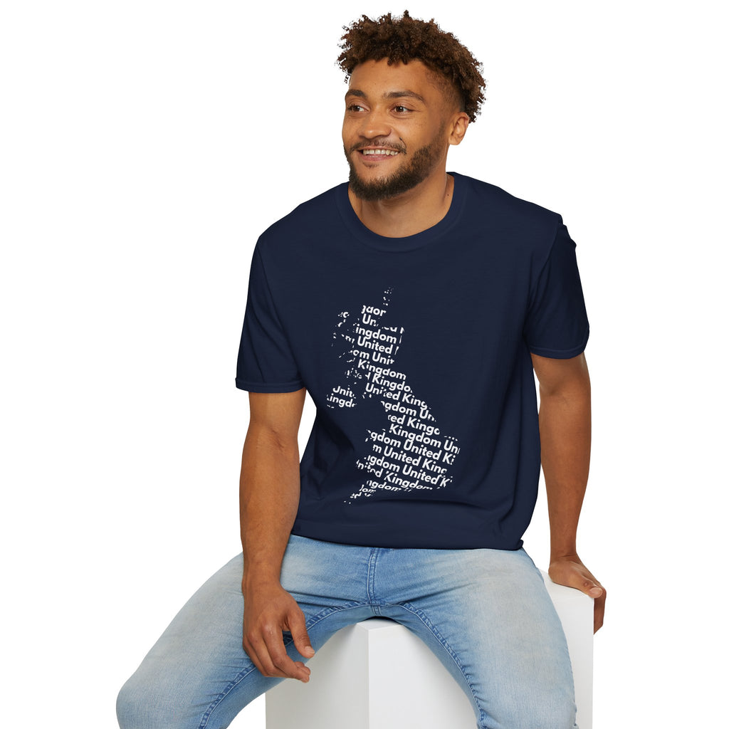 United Kingdom Typography T-Shirt — Minimal British Map Text Design