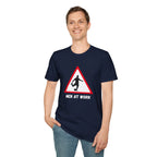 Men at Work Roadside Sign T-Shirt — British Humour T-Shirt - Our Colours