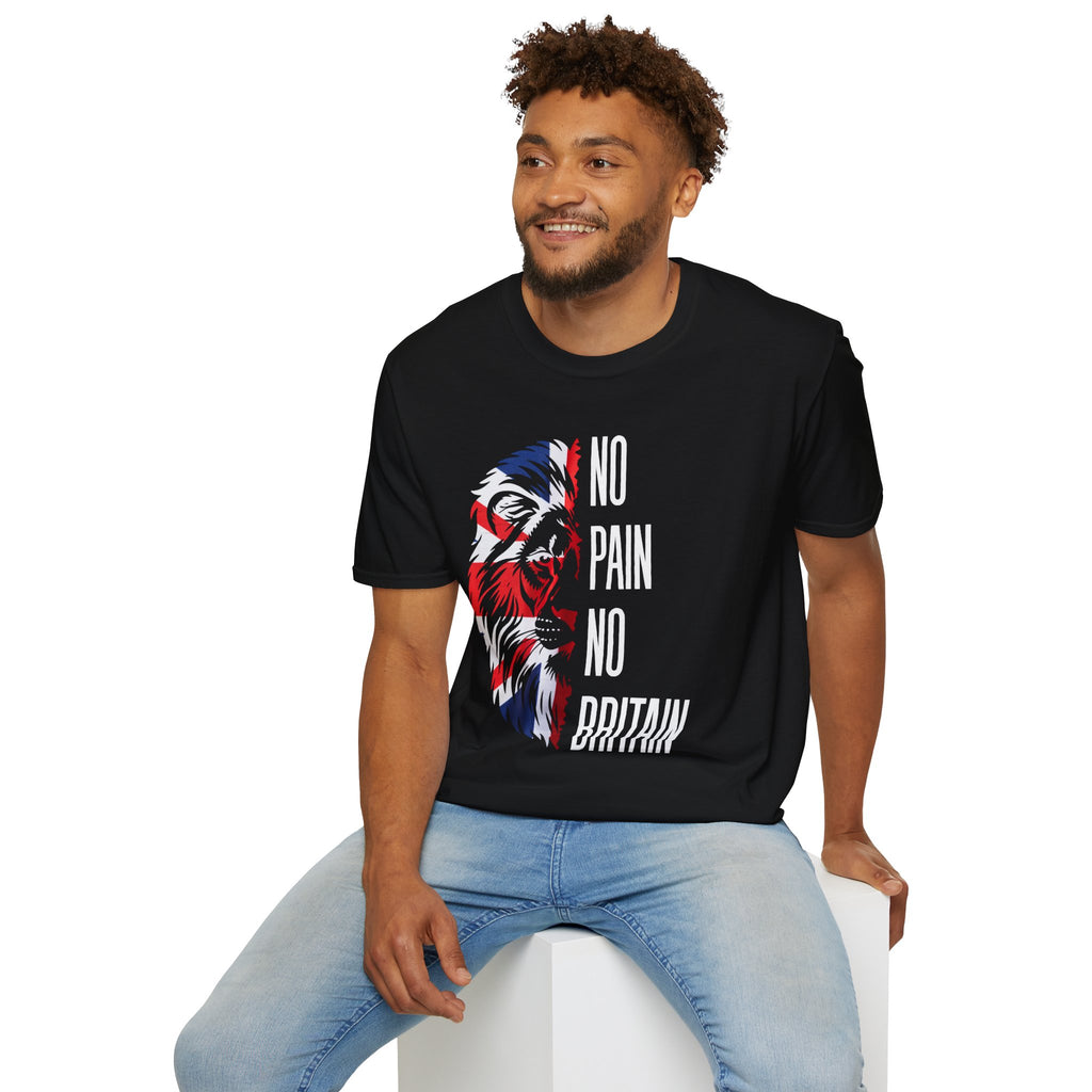 T-Shirt — "No Pain No Britain" Patriotic Lion Graphic