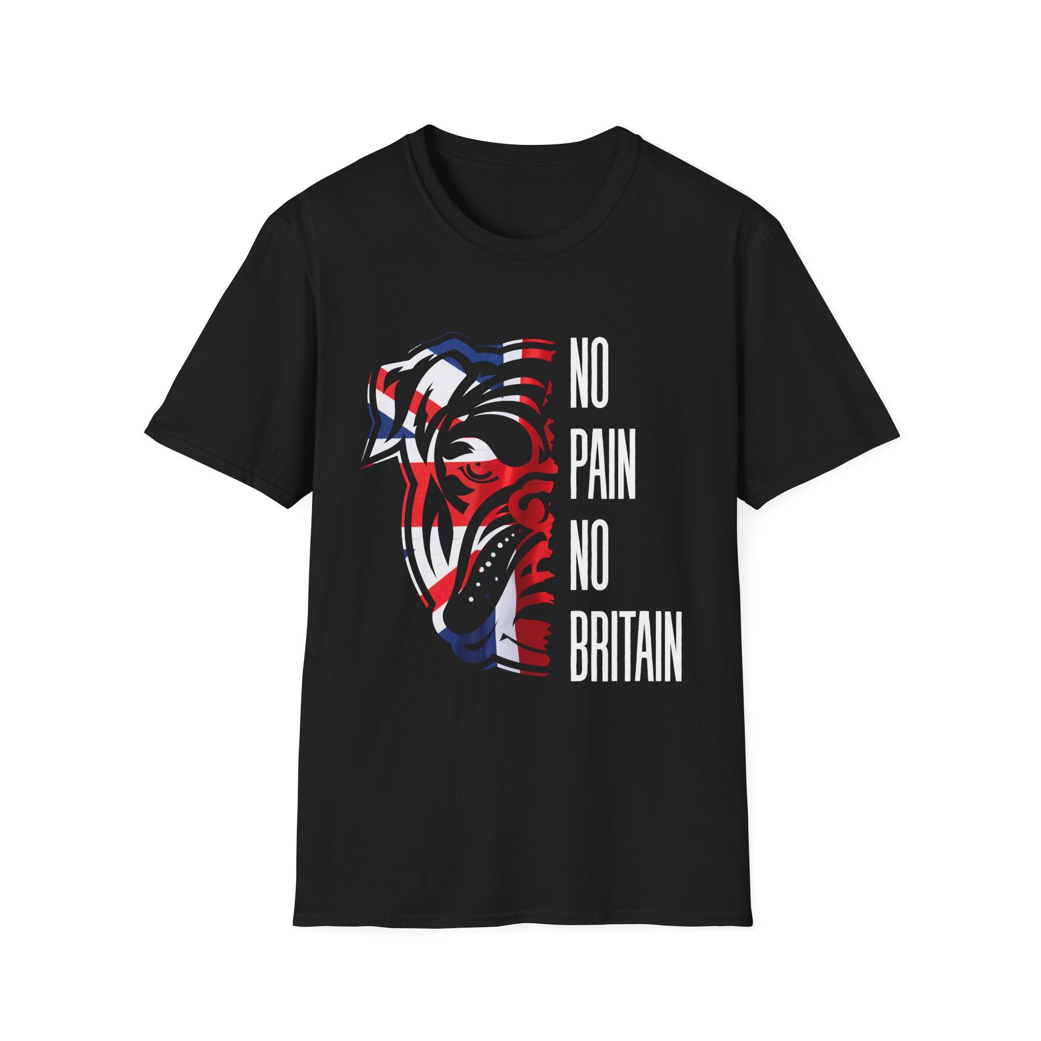 T-Shirt — 'No Pain No Britain' British Flag Bulldog Graphic