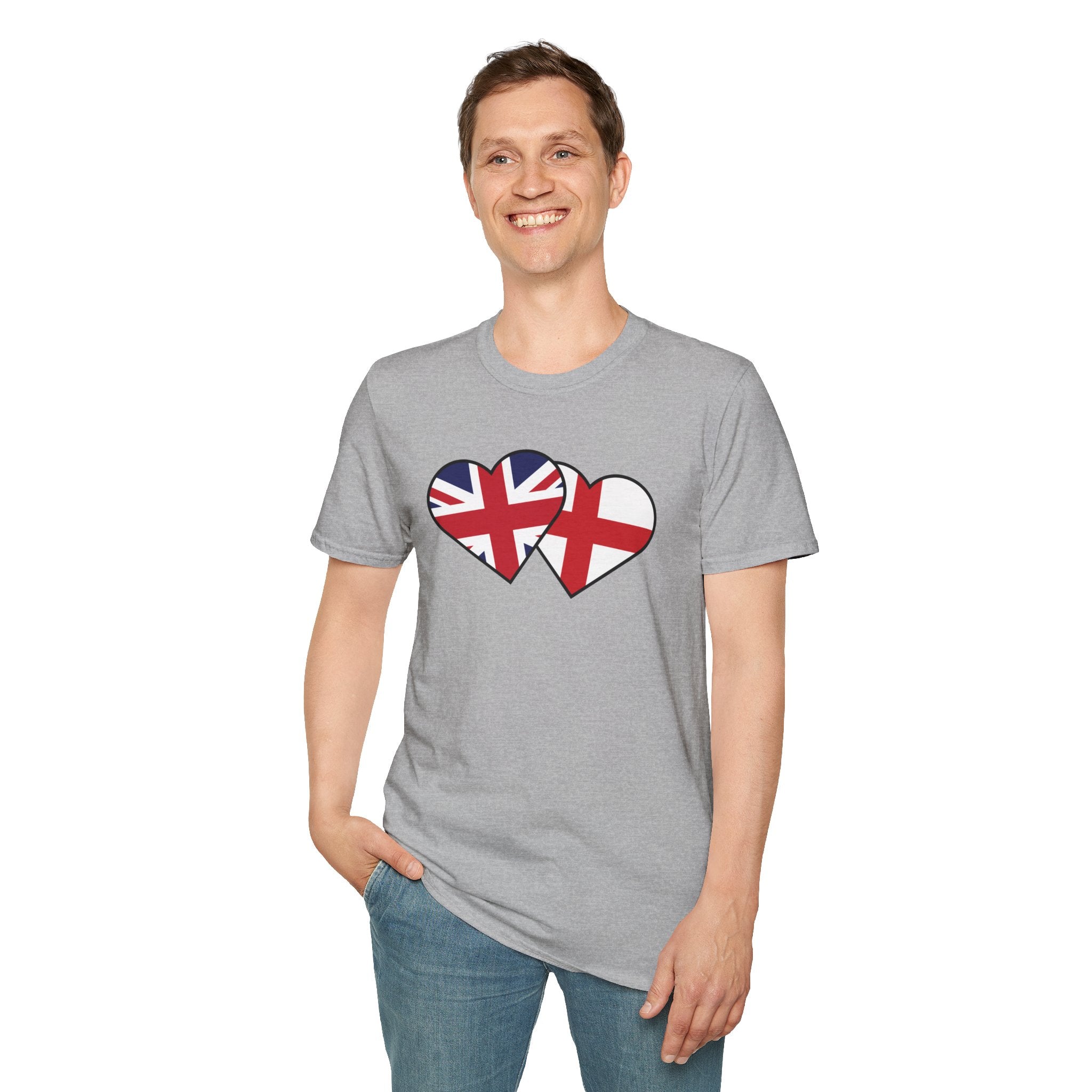 Union Jack & England Heart Flag T-Shirt — British Patriotic Tee