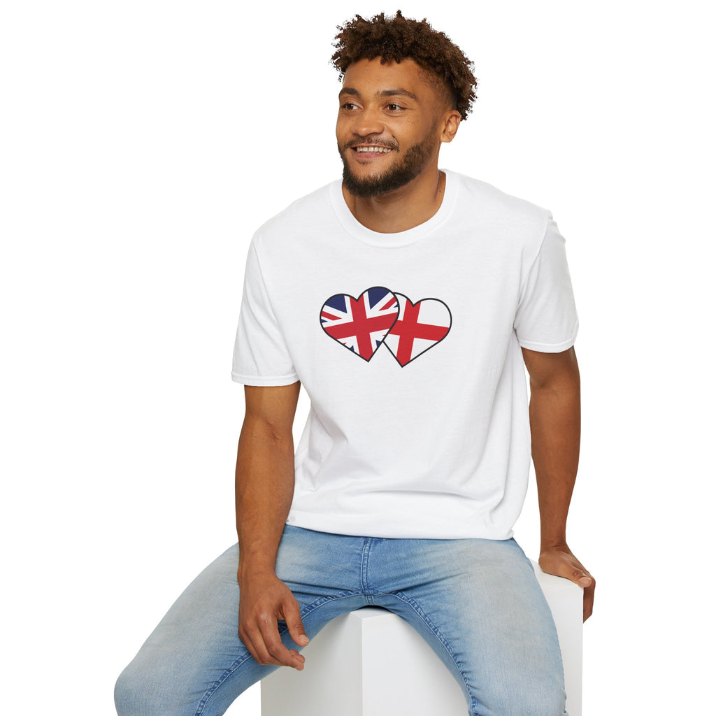 Union Jack & England Heart Flag T-Shirt — British Patriotic Tee