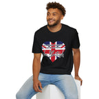 T-Shirt — "In a World Where You Can Be Anything, Be British" Union Jack Heart Tee