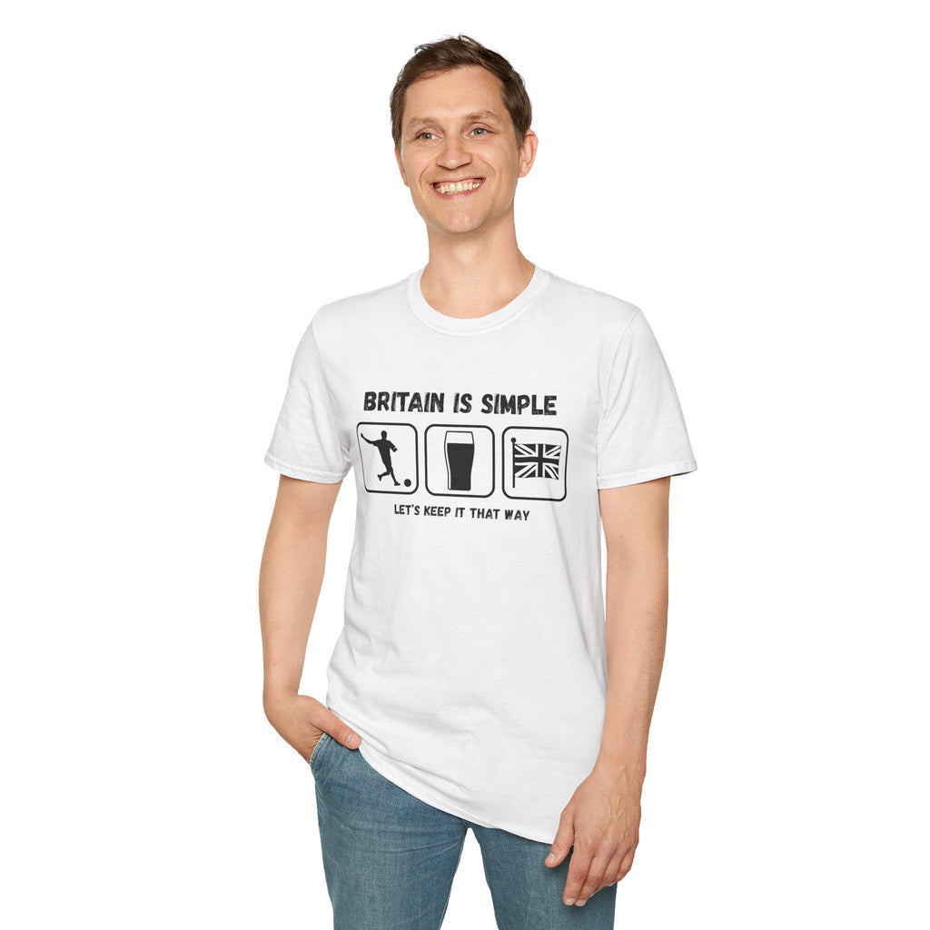 Britain Is Simple — British Humour T-Shirt  T-Shirt (Football, Pint & Union Jack Design)
