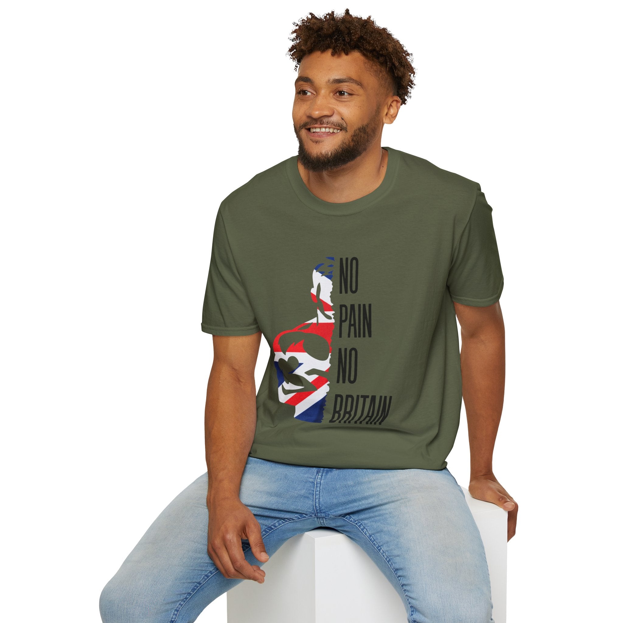 T-Shirt — "No Pain No Britain" British Flag Fitness