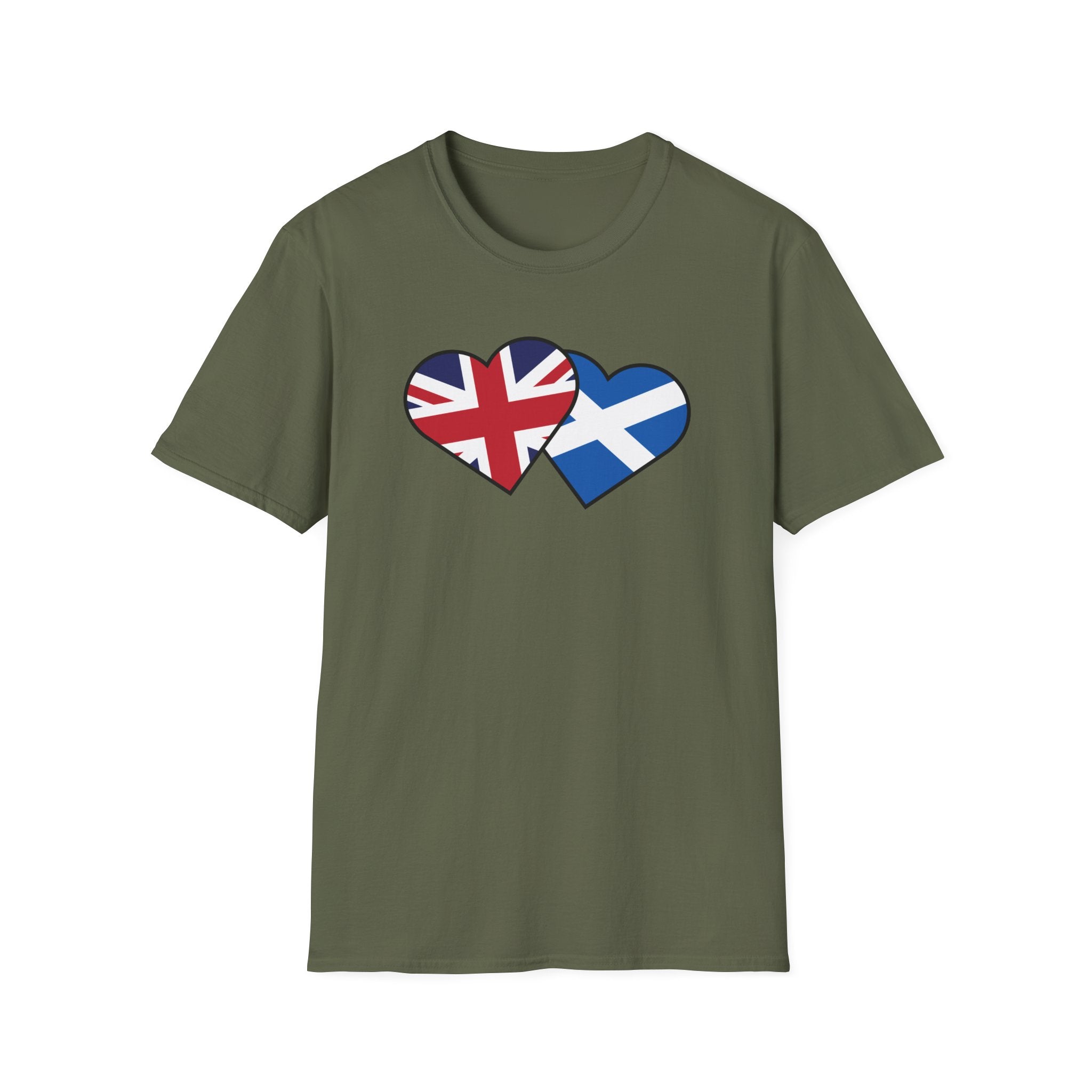 Union Jack & Scottish Flag Heart T-Shirt — British Patriotic Tee