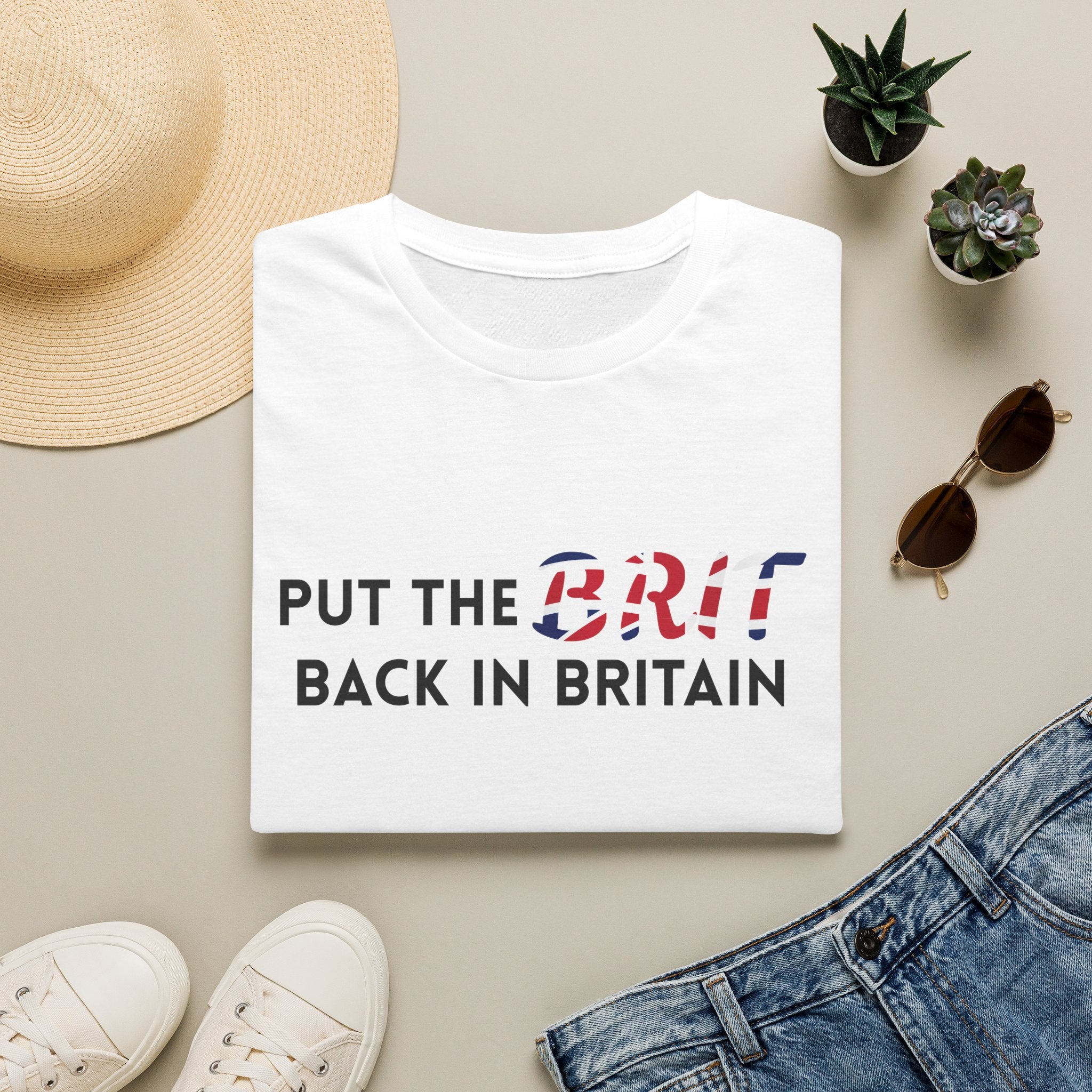 Put the Brit Back in Britain T-Shirt — Patriotic British Flag Slogan Tee