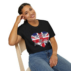 T-Shirt — "In a World Where You Can Be Anything, Be British" Union Jack Heart Tee