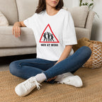 Men at Work Triangle Sign T-Shirt — Funny Beer Drinking Crew Tee - Our Colours