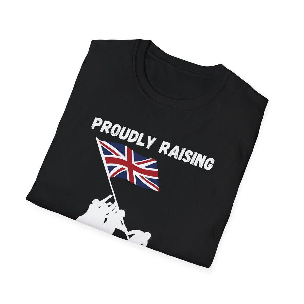 Proudly Raising Our Colours T-Shirt (smaller design) — British Flag Patriotic Tee