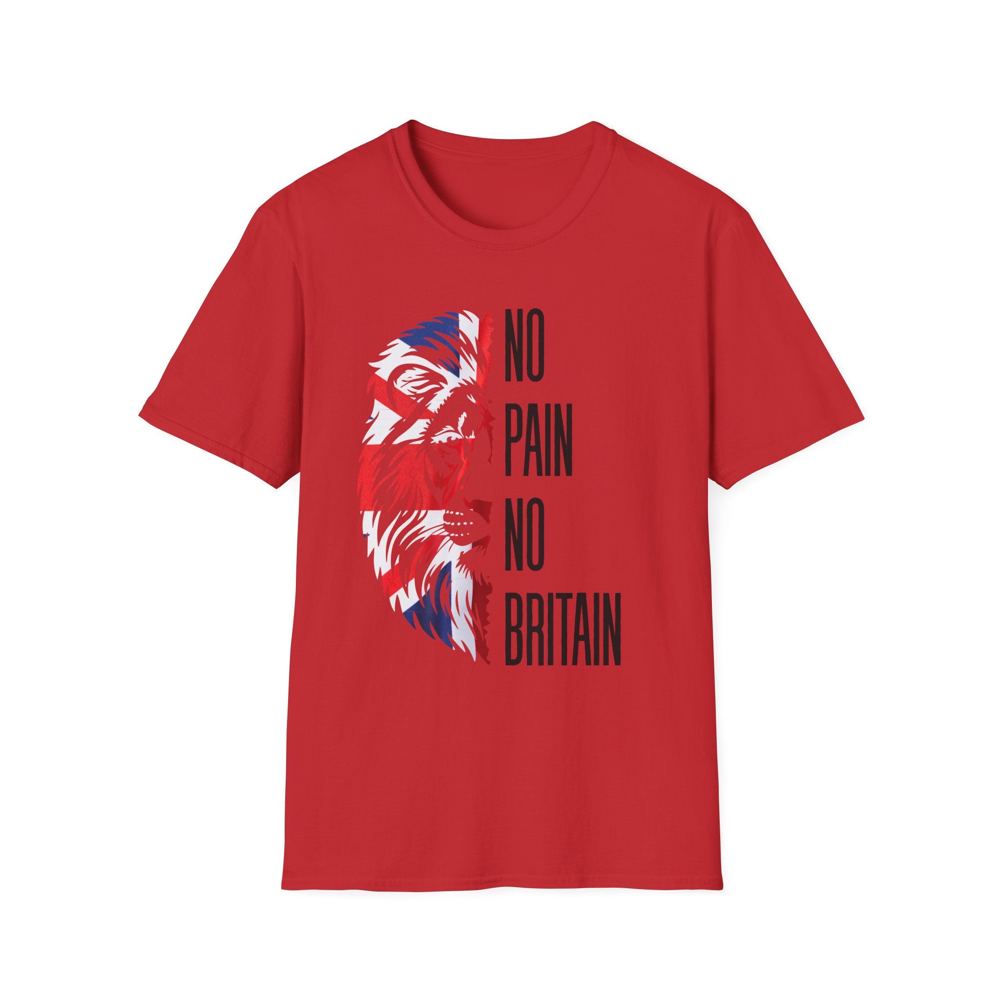T-Shirt — "No Pain No Britain" Patriotic Lion Graphic