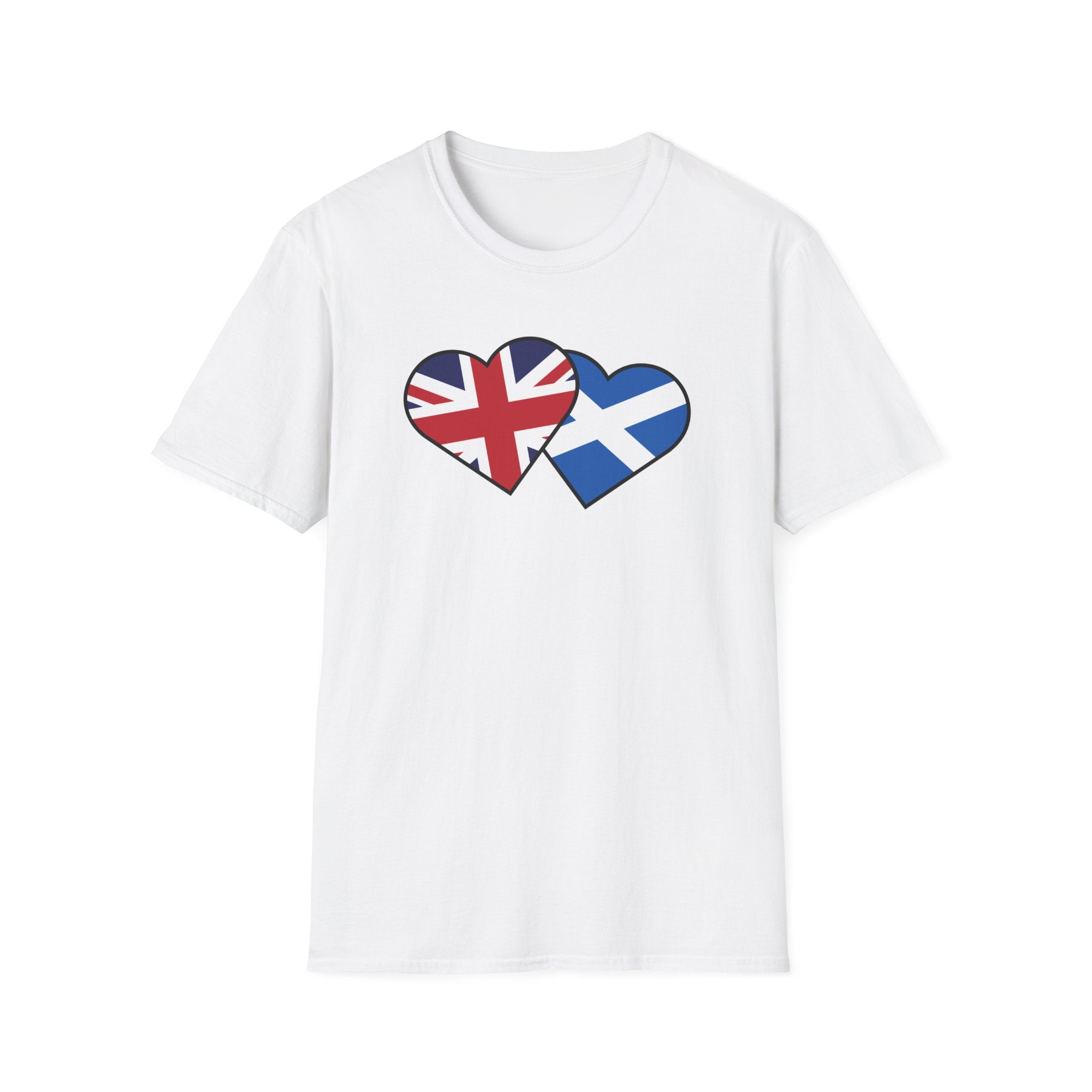 Union Jack & Scottish Flag Heart T-Shirt — British Patriotic Tee