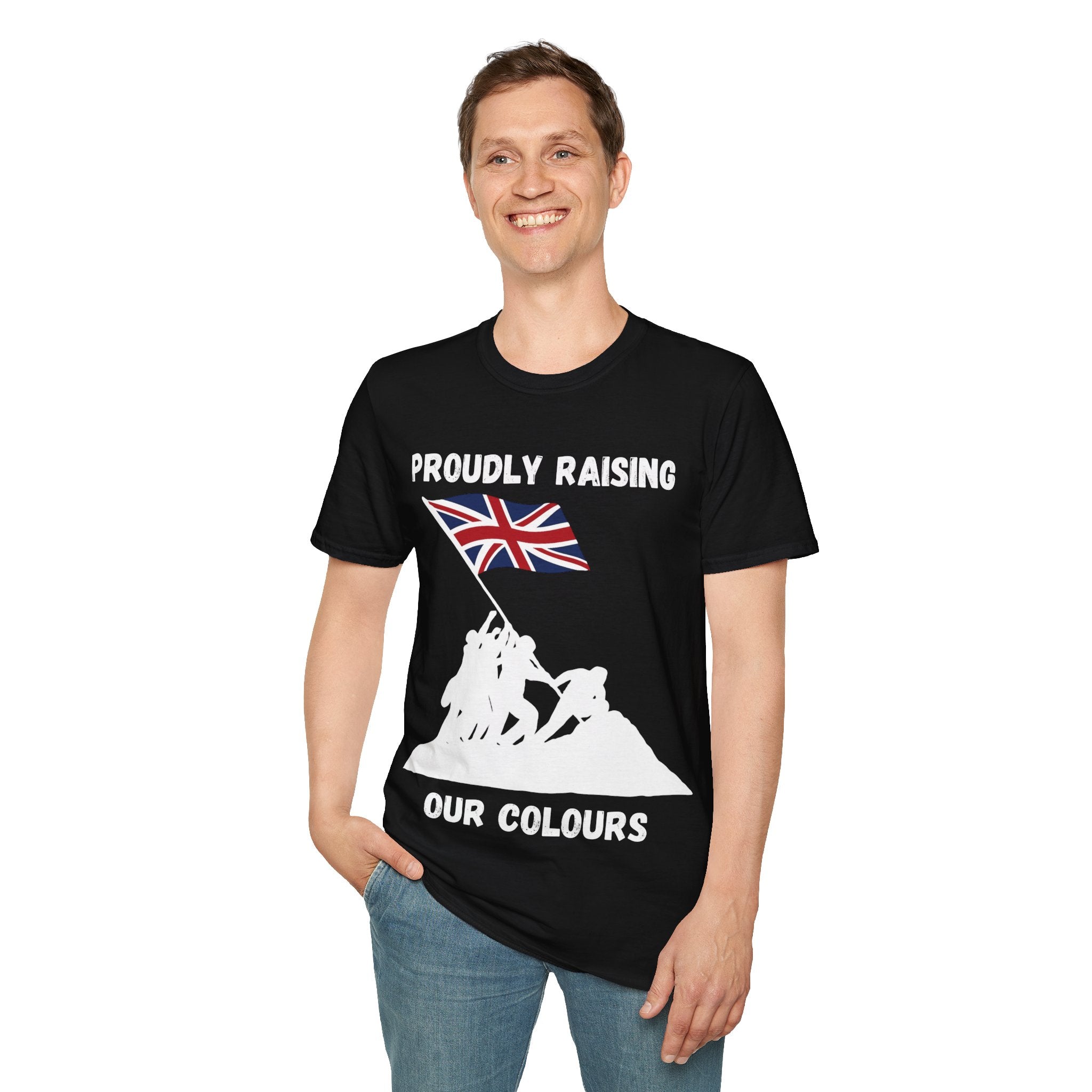 Proudly Raising Our Colours T-Shirt (original) — British Flag Patriotic Tee