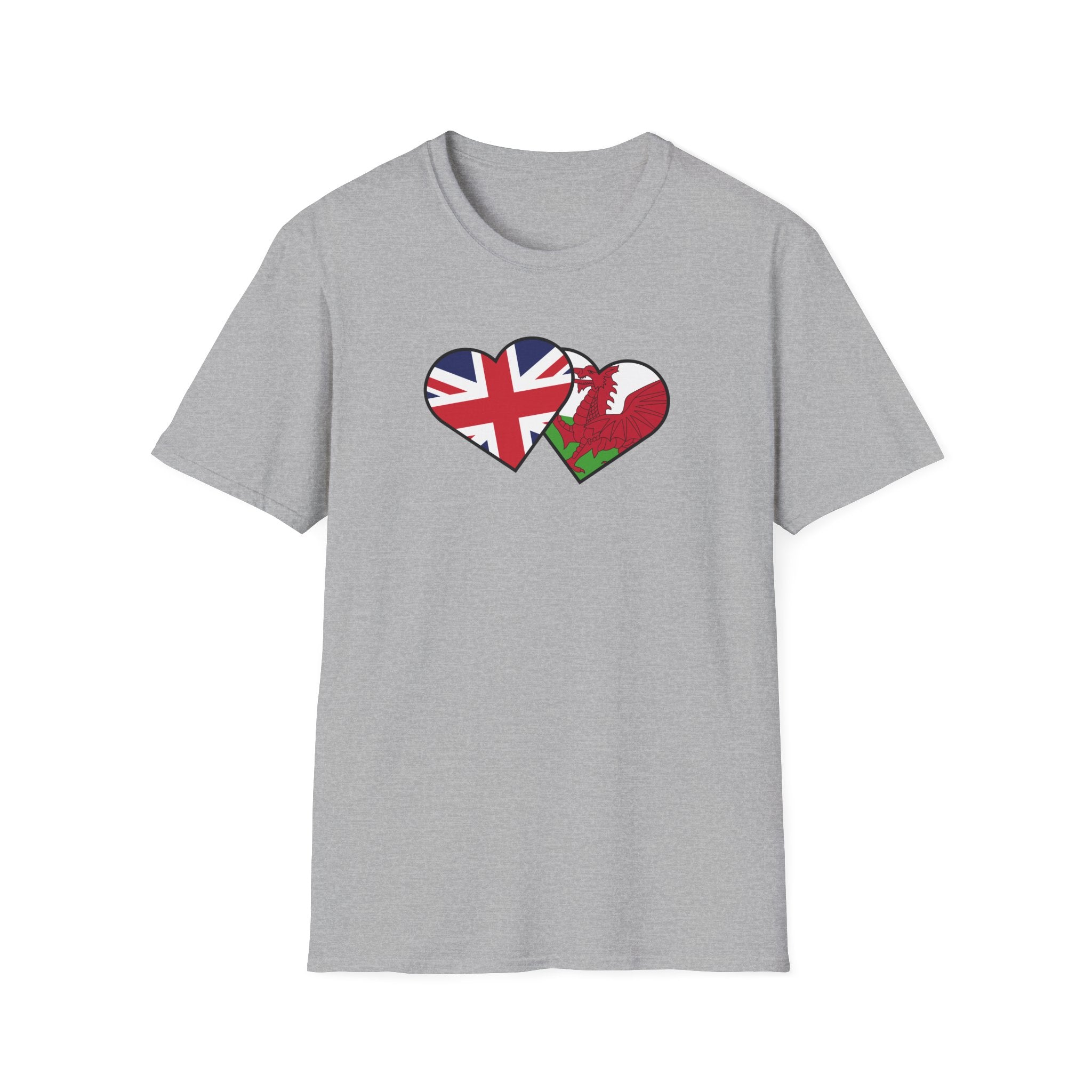 Union Jack & Welsh Flag Heart T-Shirt — British Patriotic Tee