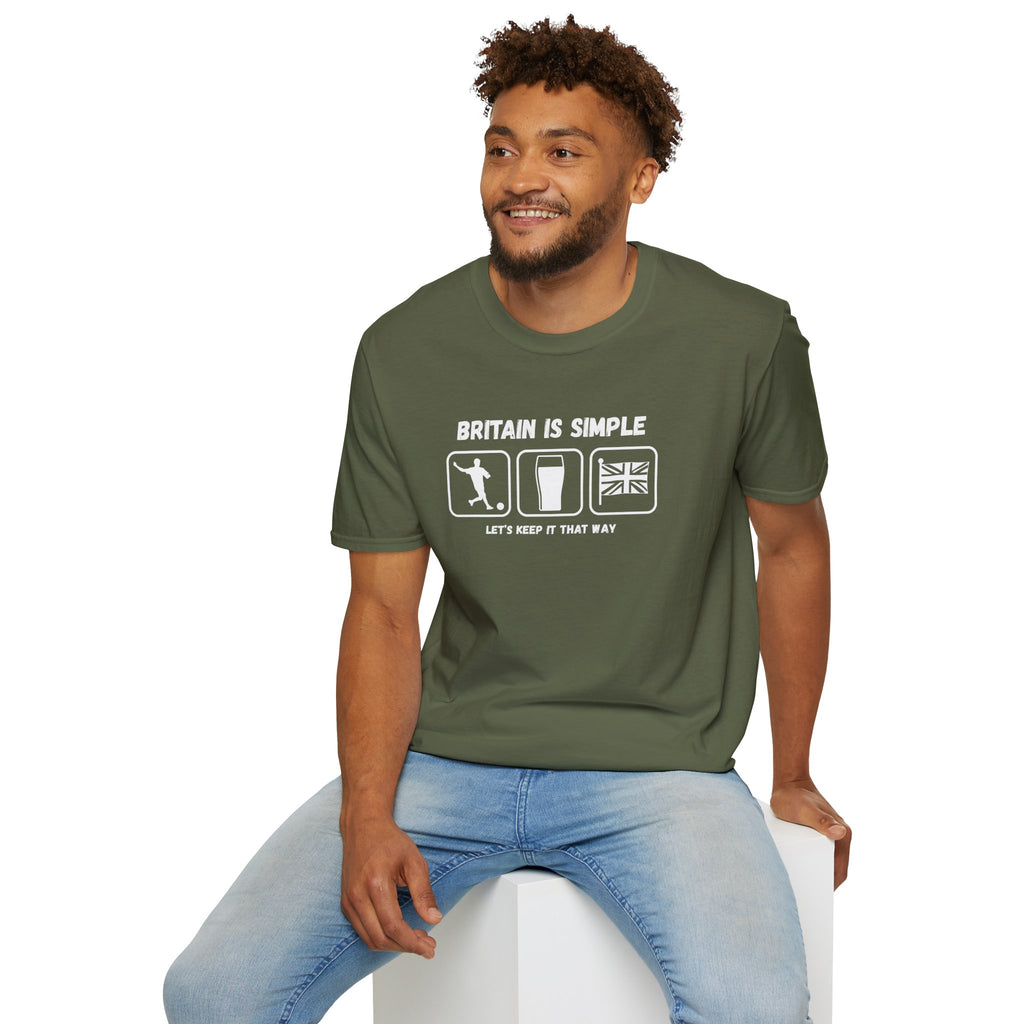 Britain Is Simple — British Humour T-Shirt  T-Shirt (Football, Pint & Union Jack Design)
