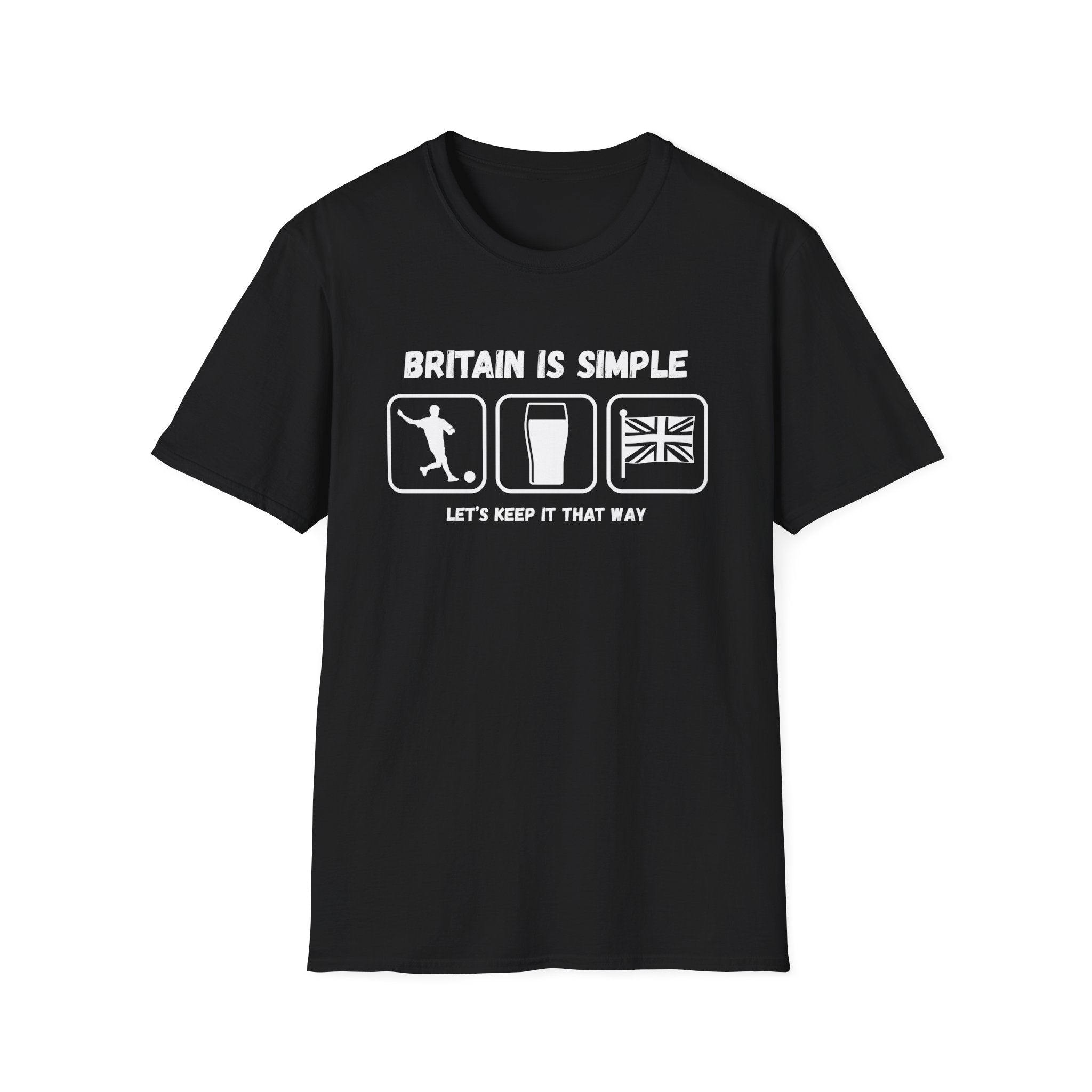 Britain Is Simple — British Humour T-Shirt  T-Shirt (Football, Pint & Union Jack Design)