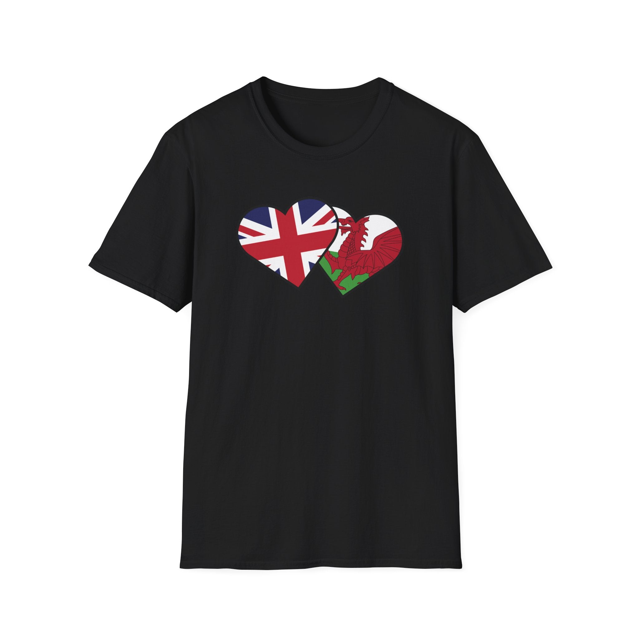 Union Jack & Welsh Flag Heart T-Shirt — British Patriotic Tee