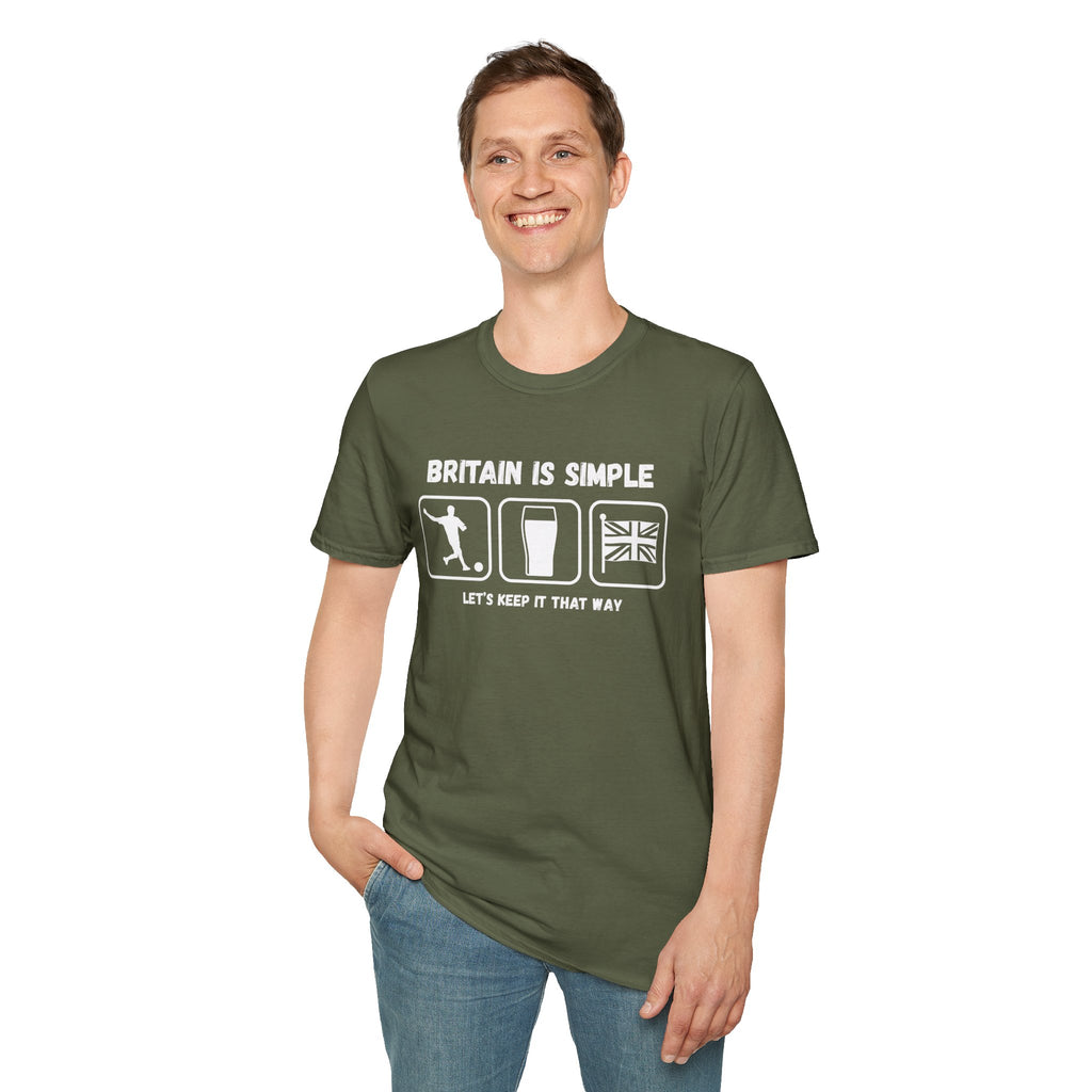 Britain Is Simple — British Humour T-Shirt  T-Shirt (Football, Pint & Union Jack Design)