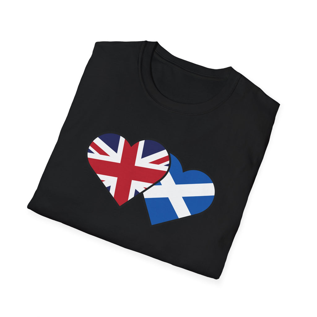 Union Jack & Scottish Flag Heart T-Shirt — British Patriotic Tee