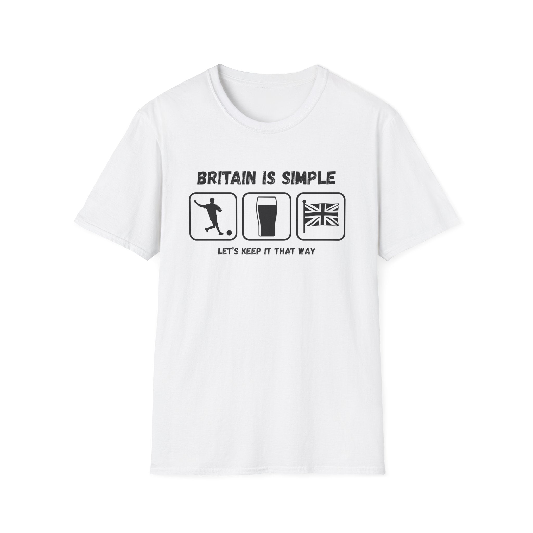 Britain Is Simple — British Humour T-Shirt  T-Shirt (Football, Pint & Union Jack Design)