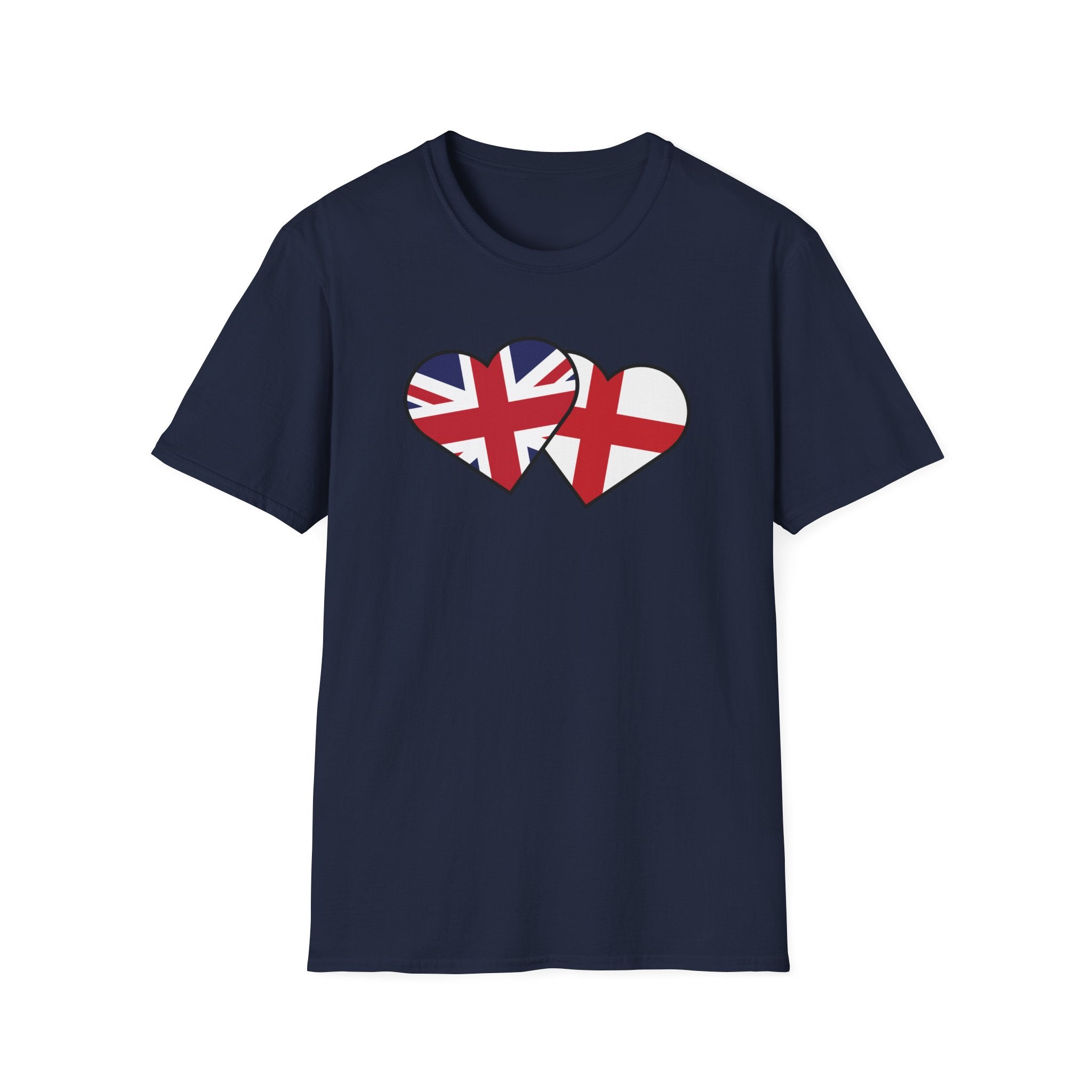 Union Jack & England Heart Flag T-Shirt — British Patriotic Tee