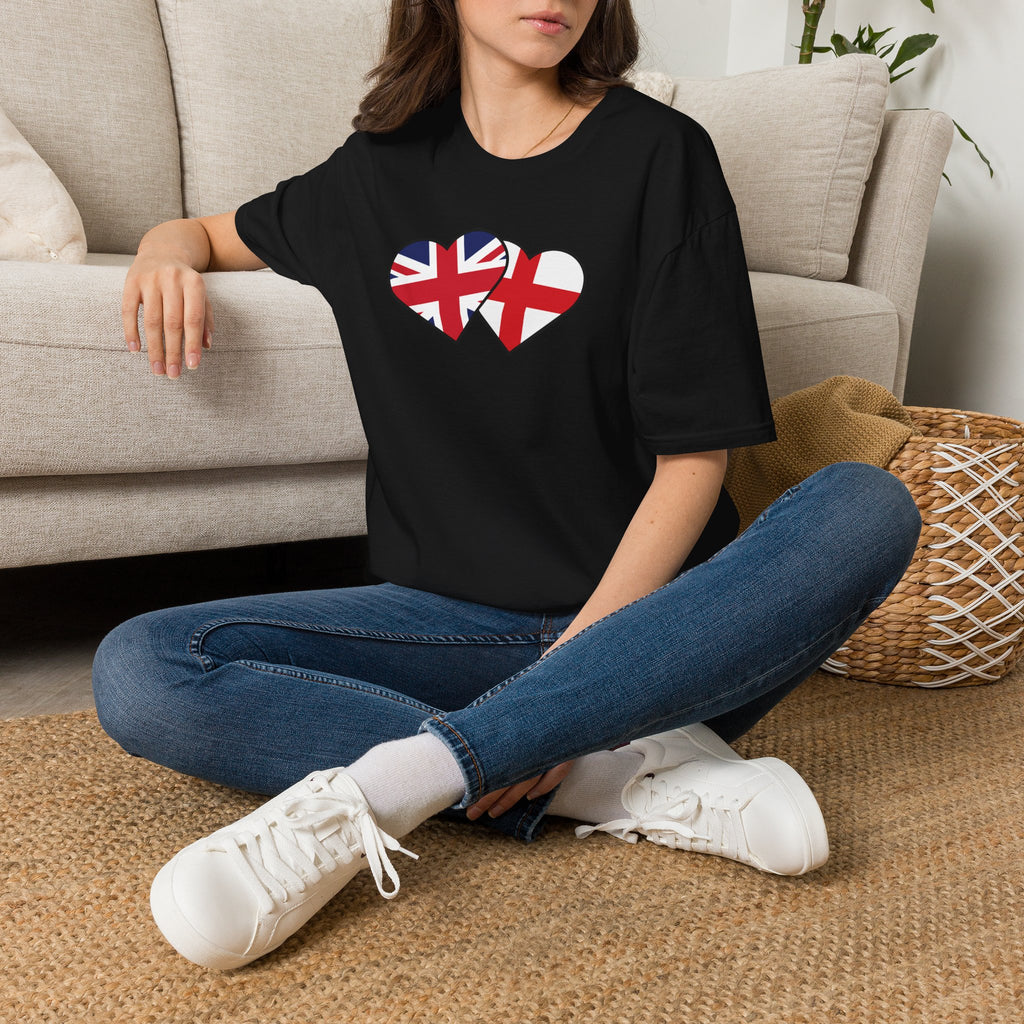 Union Jack & England Heart Flag T-Shirt — British Patriotic Tee
