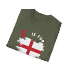 E is for England T-Shirt — English Flag Patriotic Tee