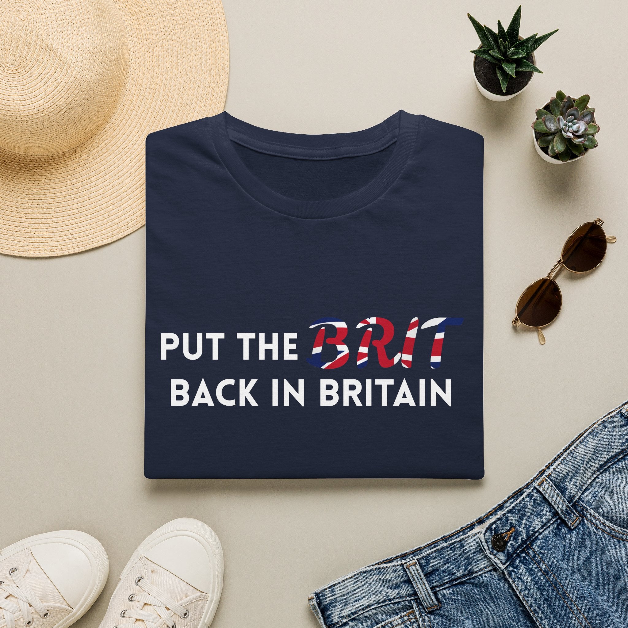 Put the Brit Back in Britain T-Shirt — Patriotic British Flag Slogan Tee