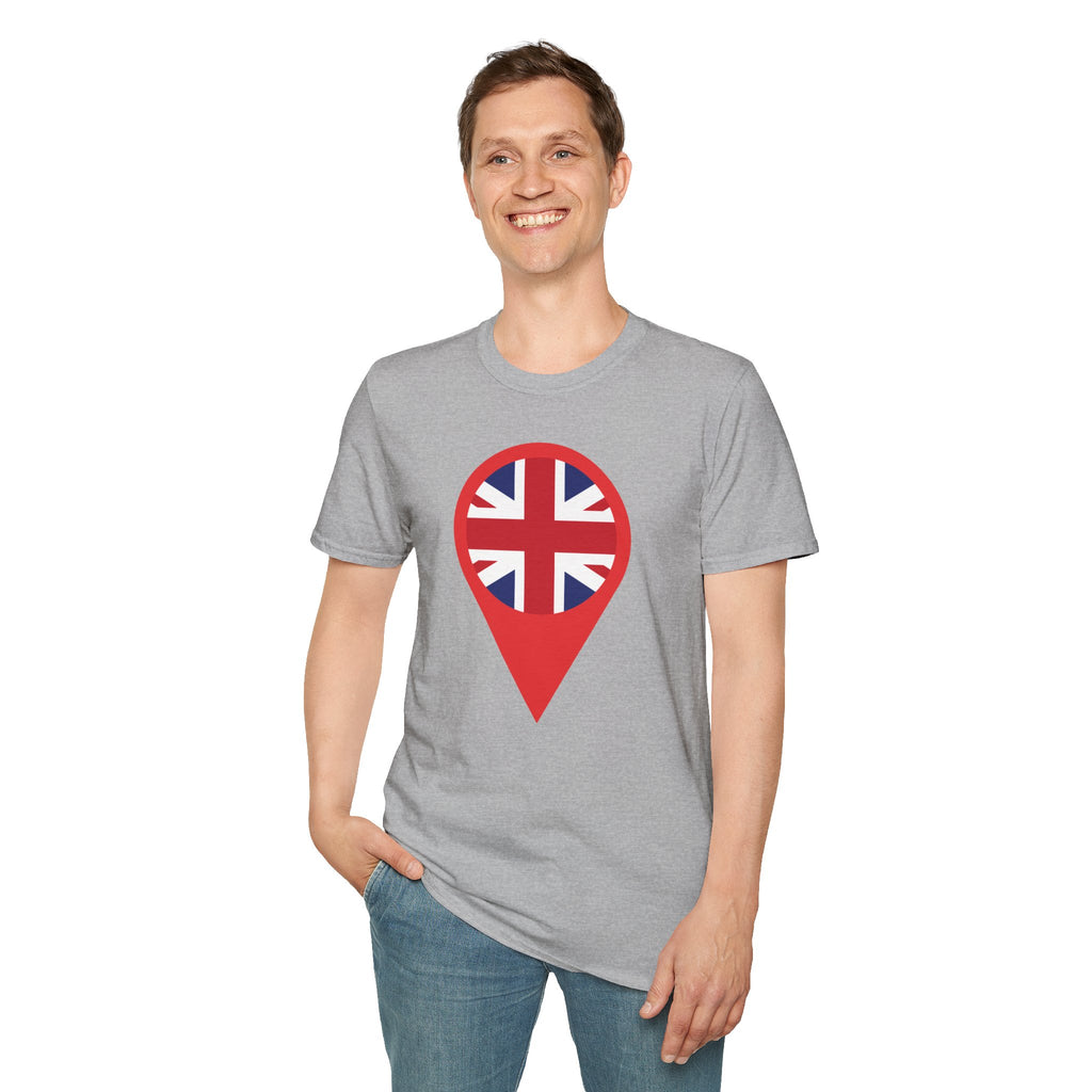 Union Jack Map Pin T-Shirt — British Patriotic Tee
