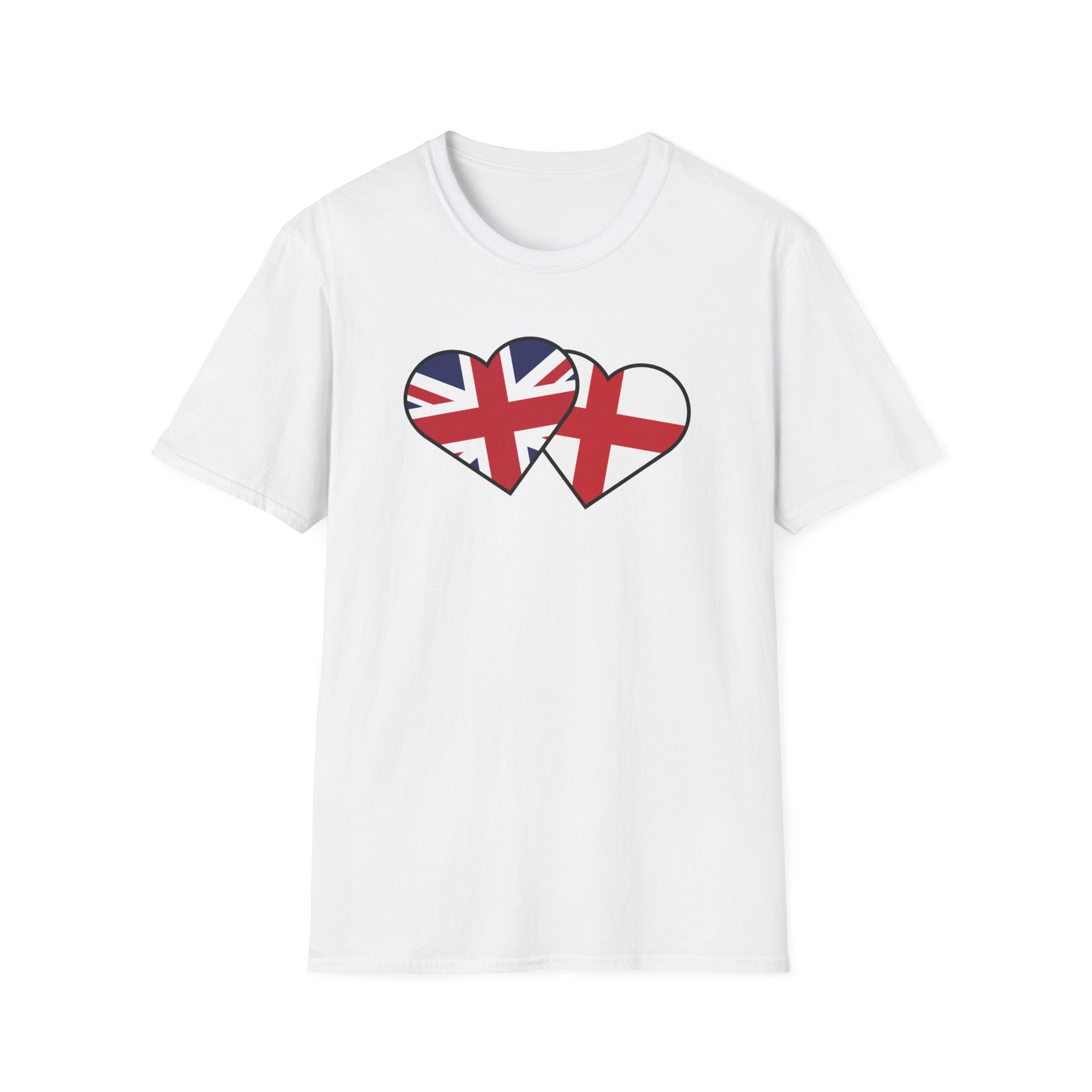 Union Jack & England Heart Flag T-Shirt — British Patriotic Tee