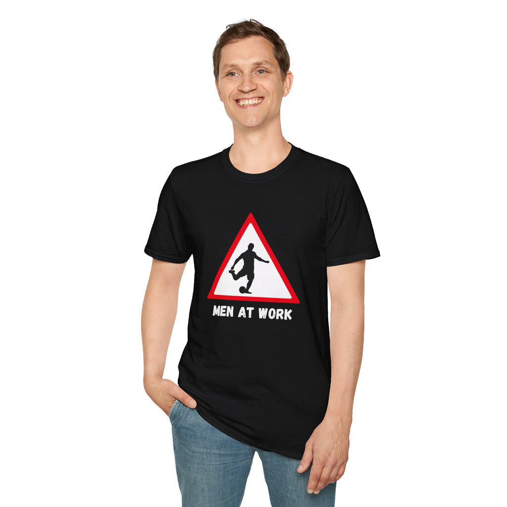 Men at Work Roadside Sign T-Shirt — British Humour T-Shirt - Our Colours
