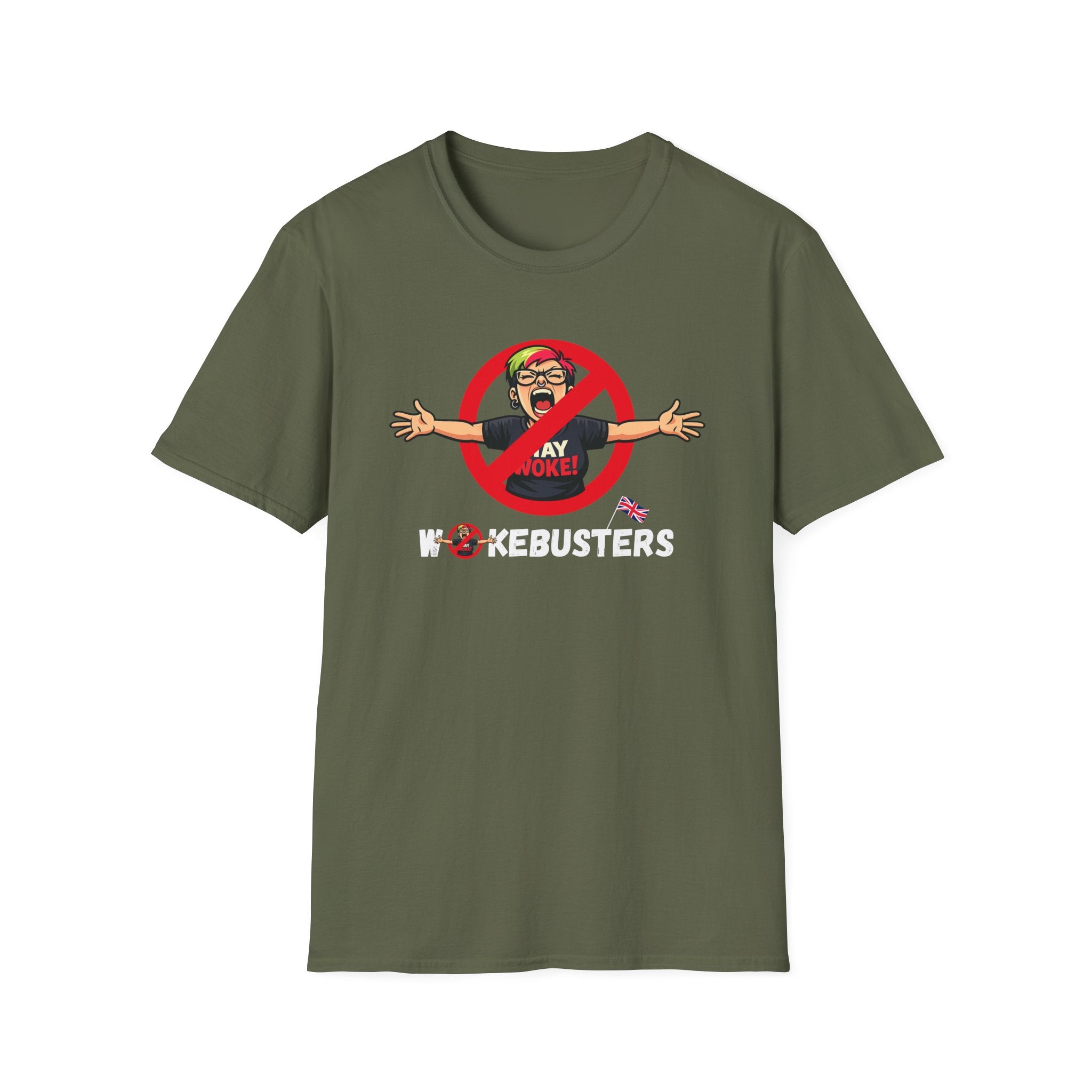 Wokebusters British Patriotic T-Shirt — Satirical Political Cartoon Tee