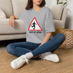 Men at Work Roadside Sign T-Shirt — British Humour T-Shirt - Our Colours