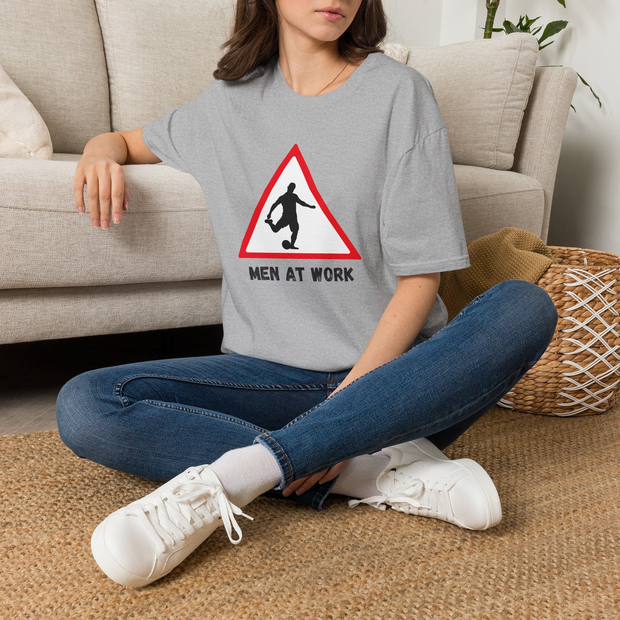 Men at Work Roadside Sign T-Shirt — British Humour T-Shirt - Our Colours