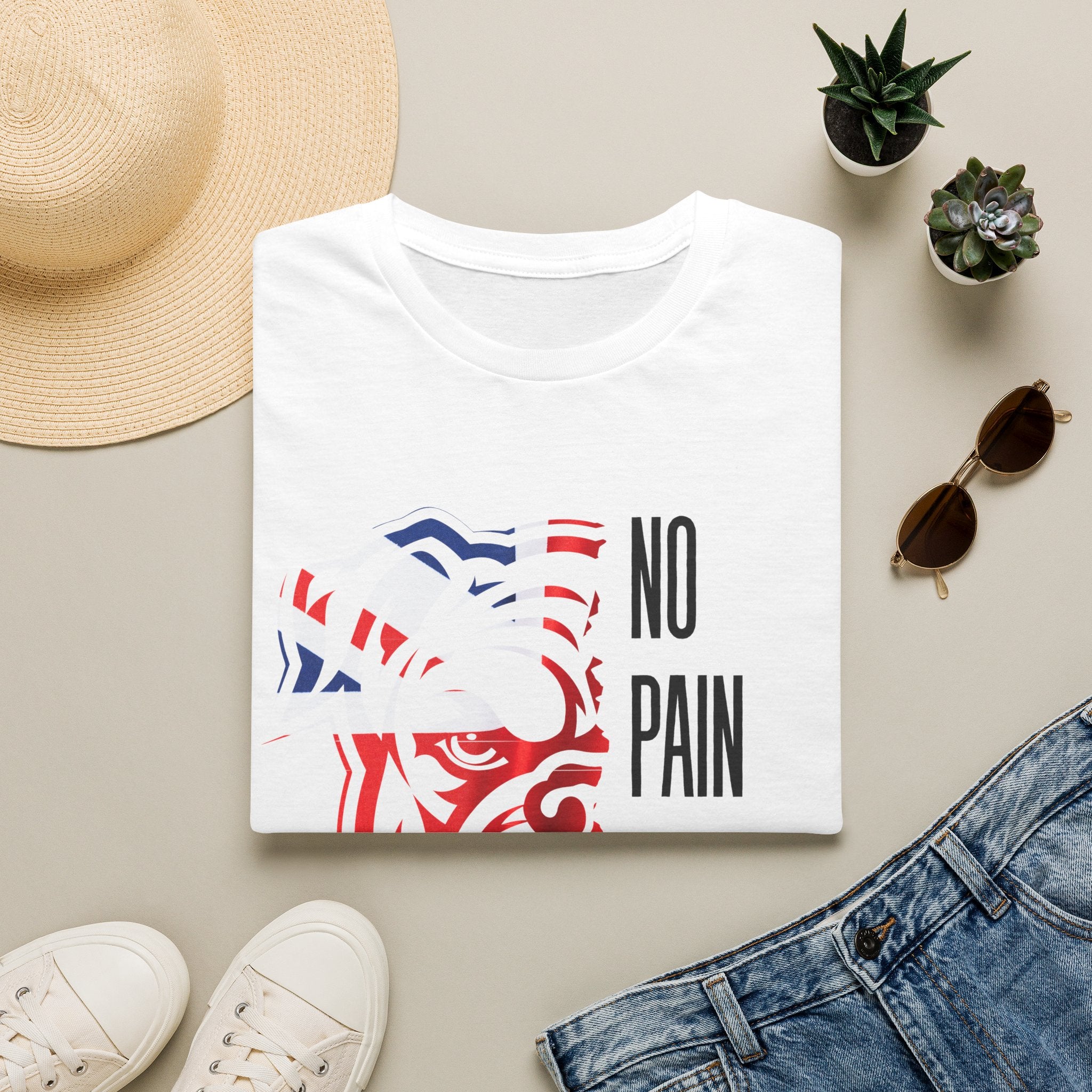 T-Shirt — 'No Pain No Britain' British Flag Bulldog Graphic
