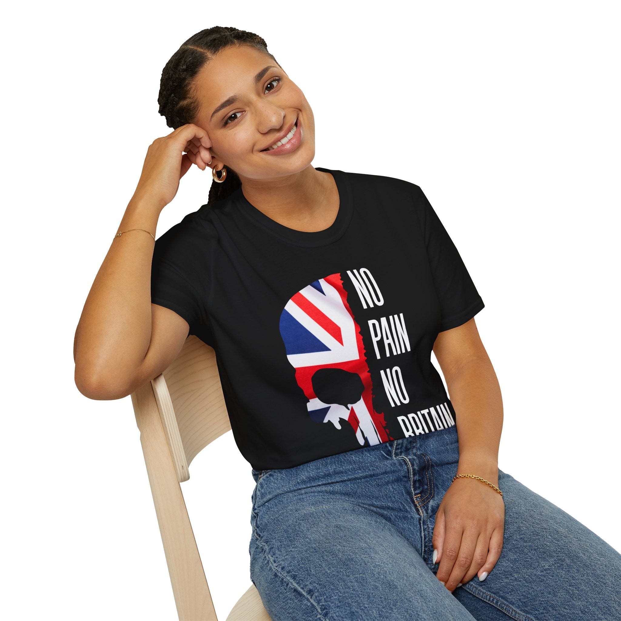 T-Shirt — "No Pain No Britain" Union Jack Skull Graphic Tee