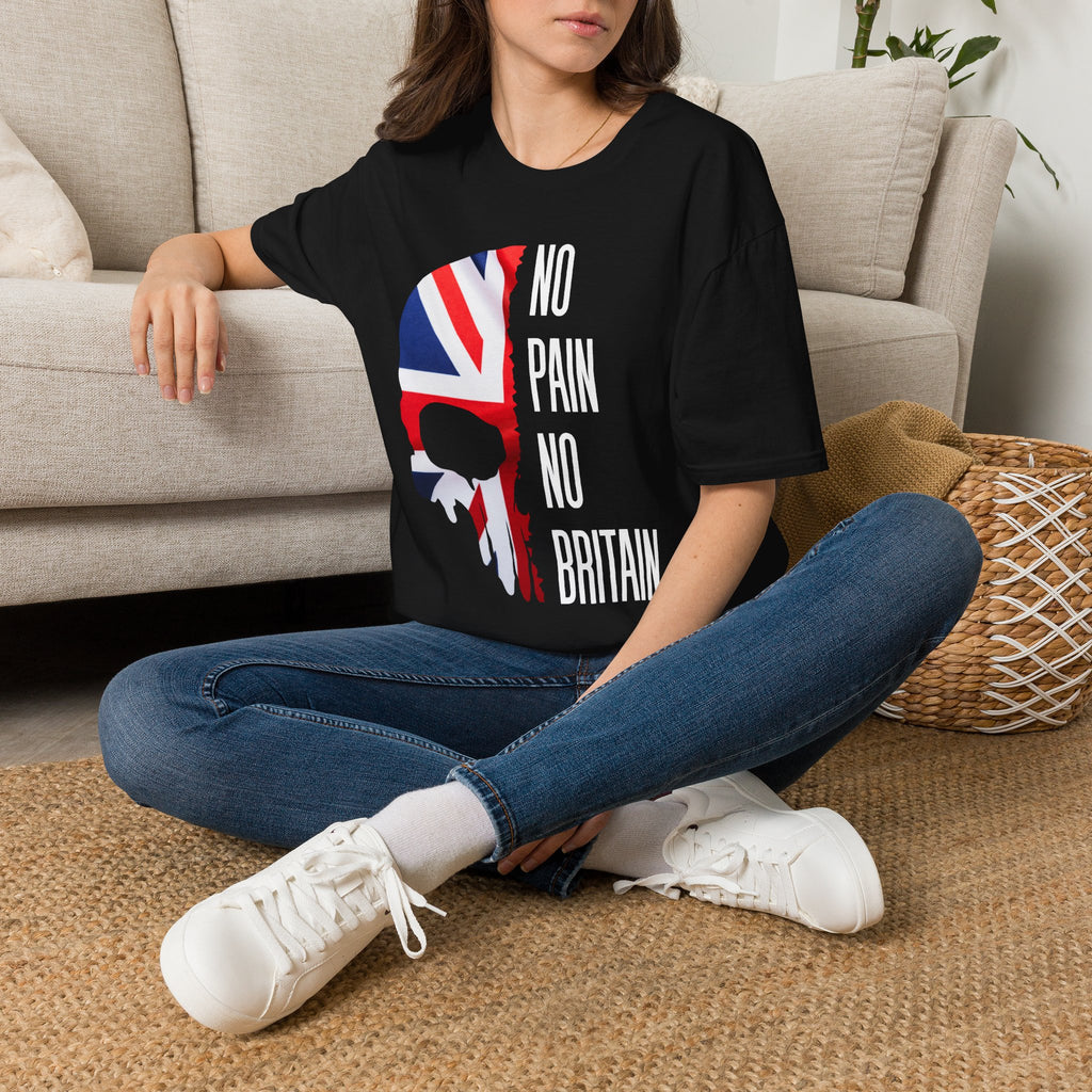 T-Shirt — "No Pain No Britain" Union Jack Skull Graphic Tee