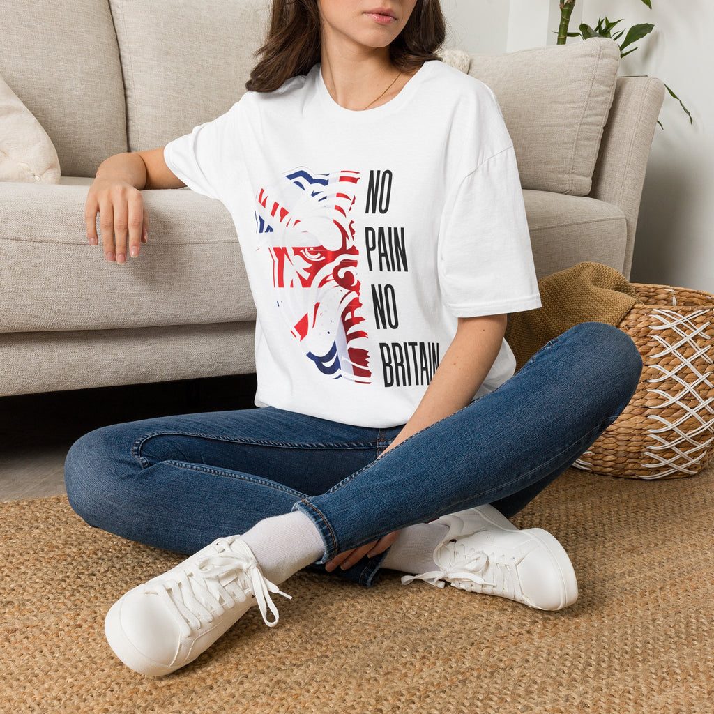 T-Shirt — 'No Pain No Britain' British Flag Bulldog Graphic